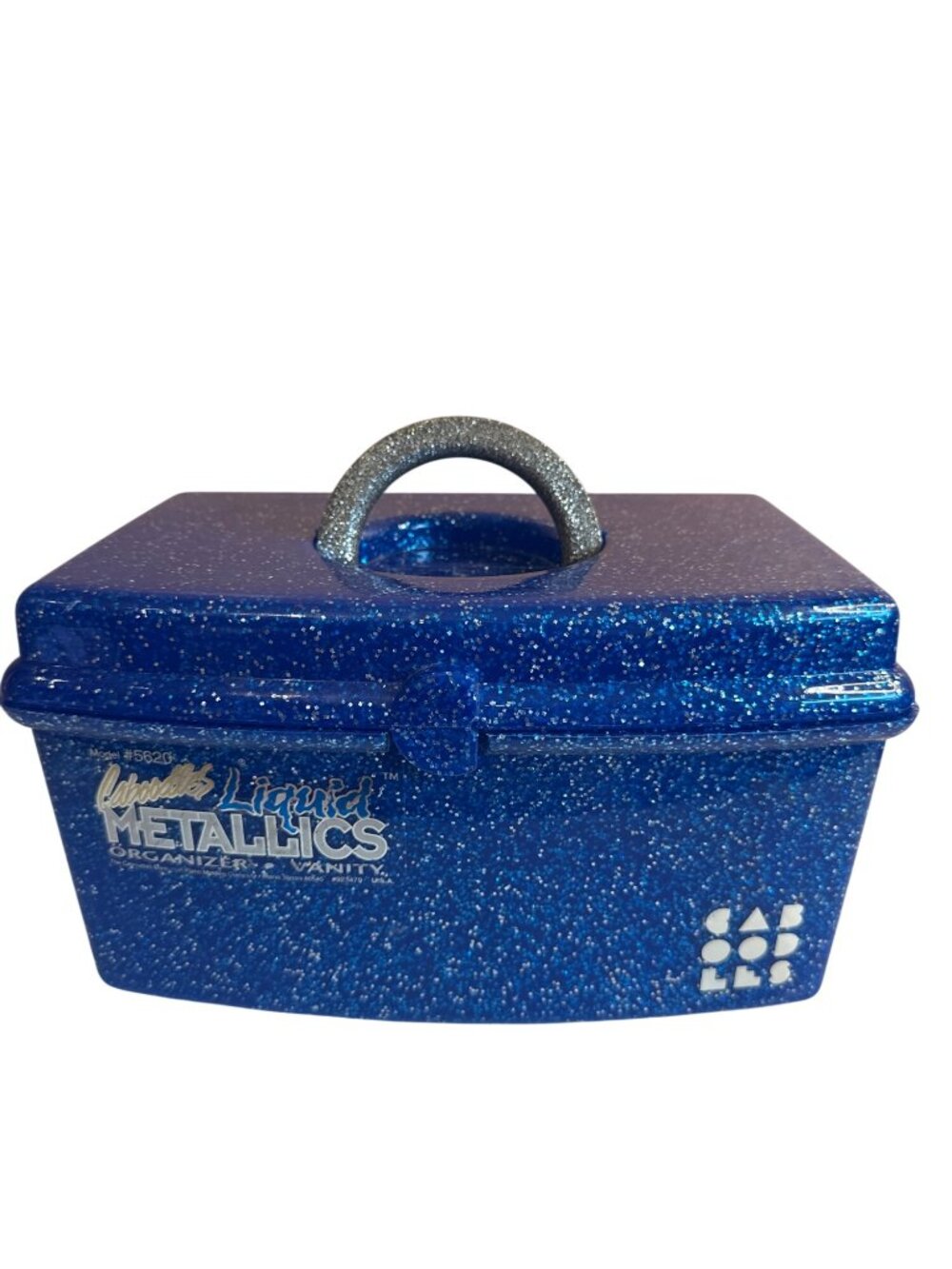 Caboodles Liquid Metallica Blue Sparkle Vanity Case Organizer Mirror #5620